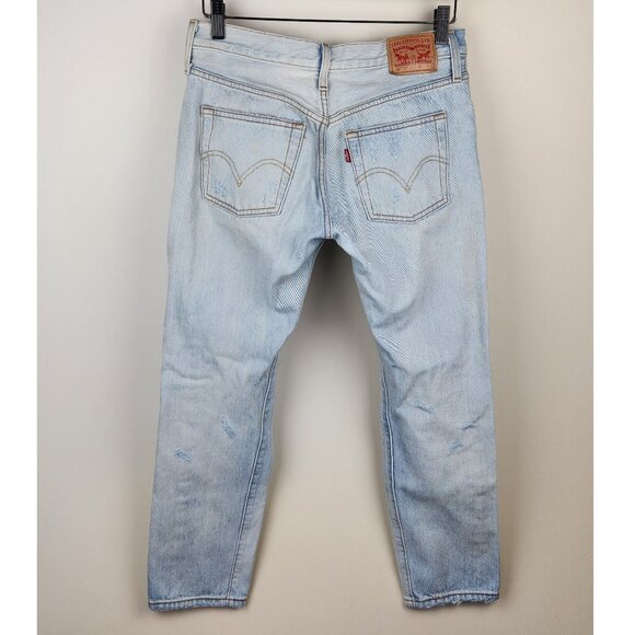 Levi's 501 CT Customized & Tapered Boyfriend Jeans Distressed Light Wash sz 26 - Picture 2 of 14